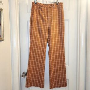 Versona Modern Bootcut Pants Sz: 8 NWT Orange Plaid Hippie 70s Hi Rise